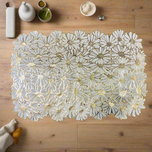 Rectangular Gold & White Placemats (Set of 2)